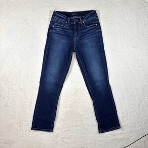 Silver Jeans Co Suki Capri Dark Wash Distressed Denim Jeans Women W26 L23